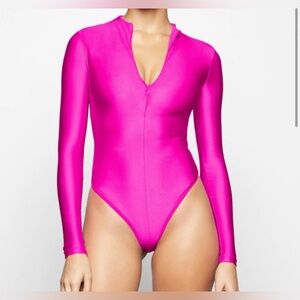 SKIMS Hot Pink Long Sleeve Bodysuit
